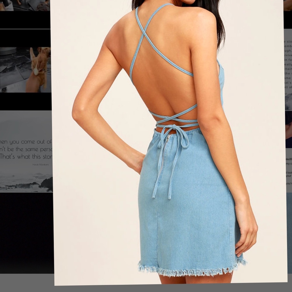 LULUS soft denim tie up dress